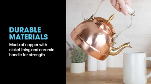 Amazon.com: Classic Cuisine Copper Tea Kettle - Teapot for